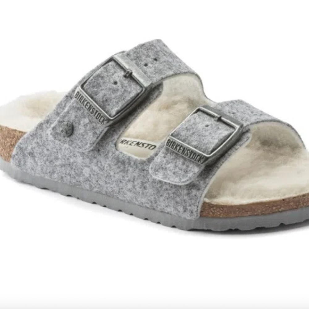 Birkenstock Gray Shearling Sandals